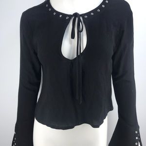 Lulus Lucky Ones Black Keyhole Crop Top Small BoHo